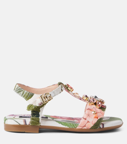 Crystal-embellished floral sandals