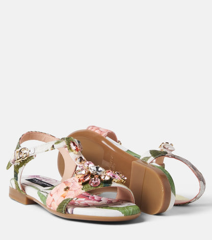 Crystal-embellished floral sandals