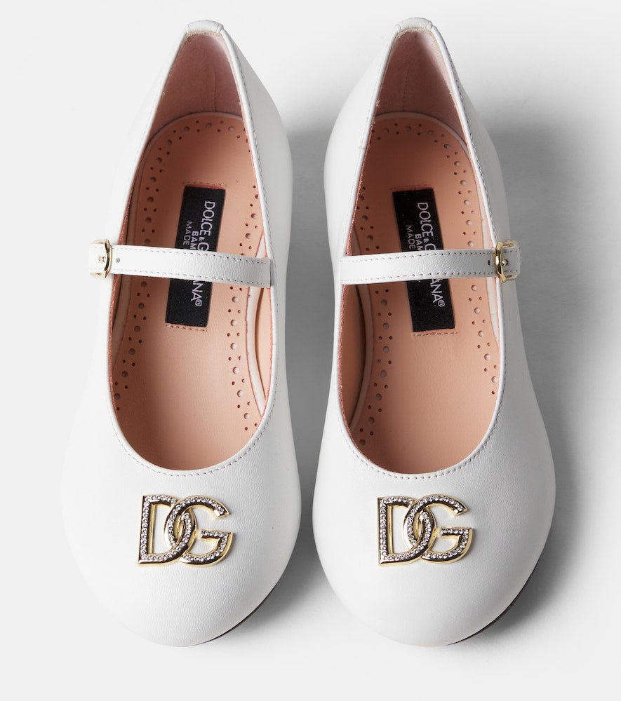 DG embellished leather ballet flats