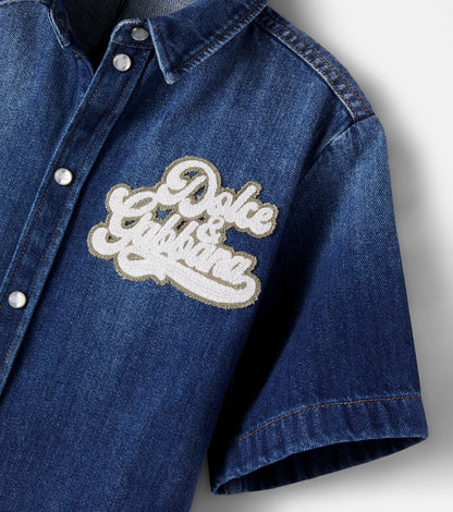 Logo appliqué denim shirt