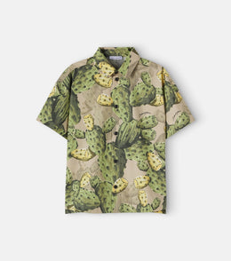 Printed cotton poplin bowling shirt
