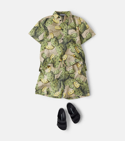 Printed cotton poplin bowling shirt
