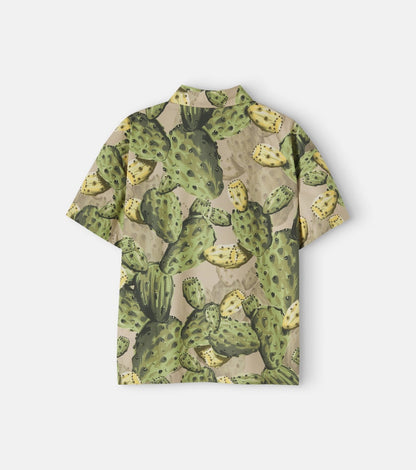 Printed cotton poplin bowling shirt