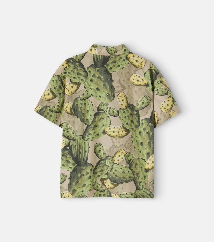 Printed cotton poplin bowling shirt