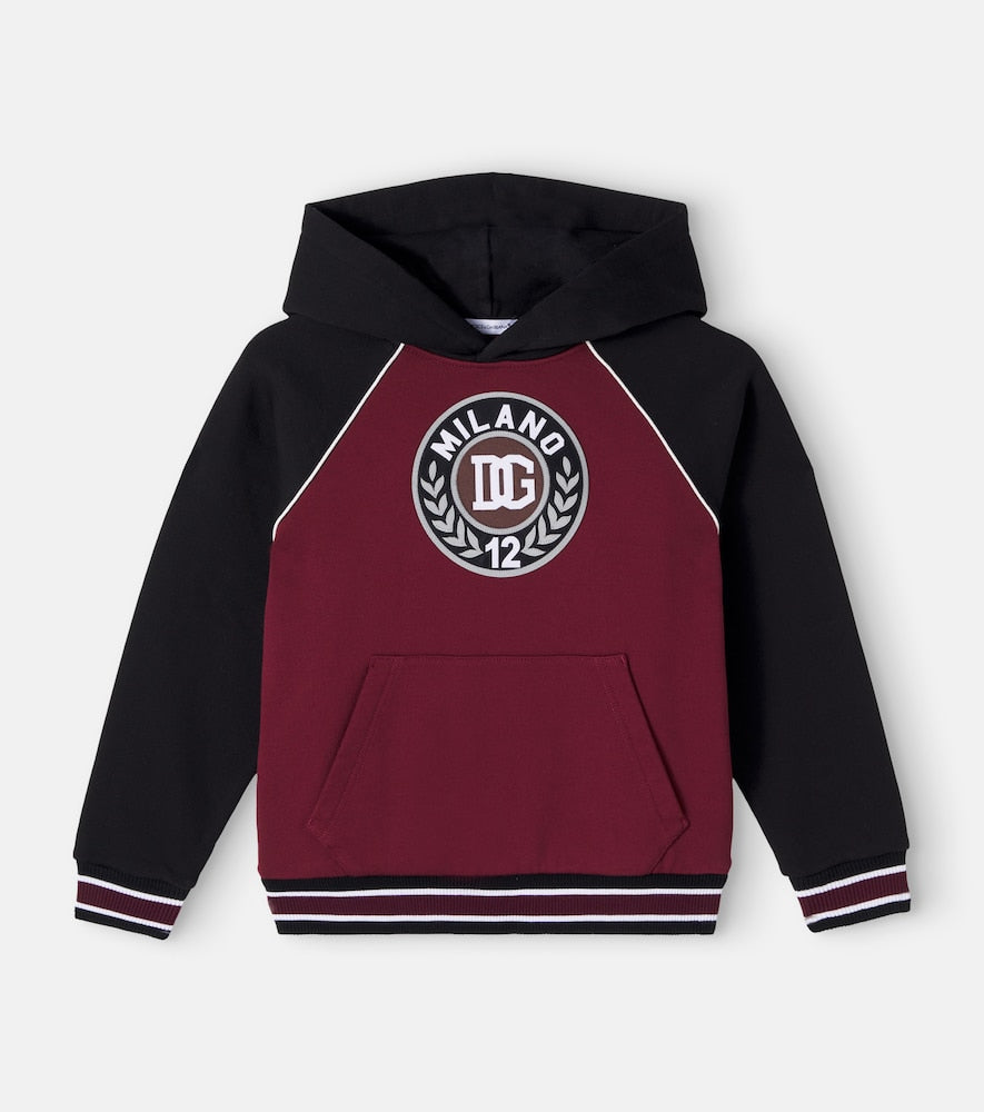 Embroidered logo cotton hoodie