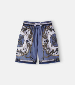 Printed cotton poplin Bermuda shorts