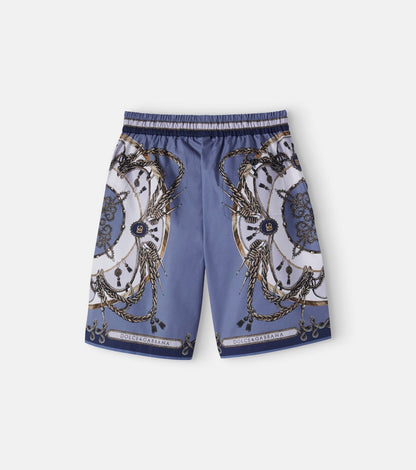 Printed cotton poplin Bermuda shorts