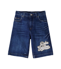 Logo appliqué denim shorts