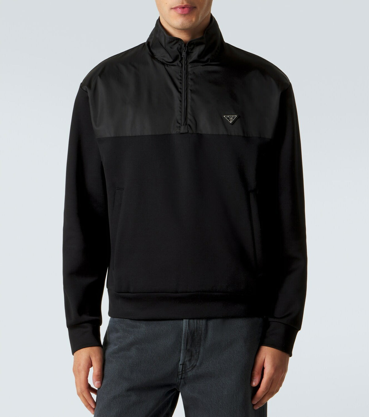 Prada Cotton-blend fleece half-zip sweatshirt