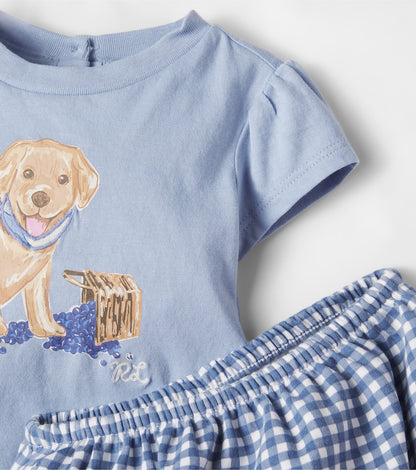 Baby printed T-shirt and bloomers set
