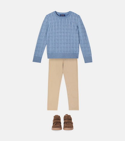 Cable-knit cotton sweater
