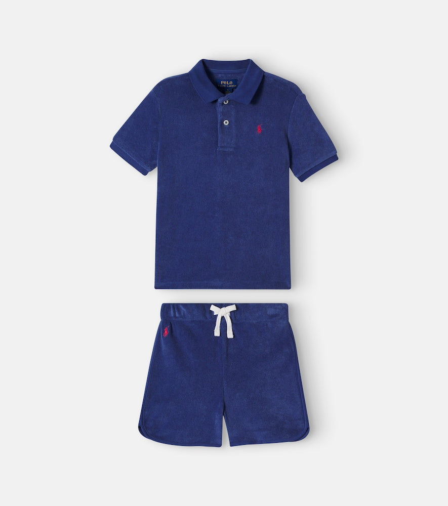 Terry polo shirt and shorts set