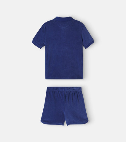 Terry polo shirt and shorts set
