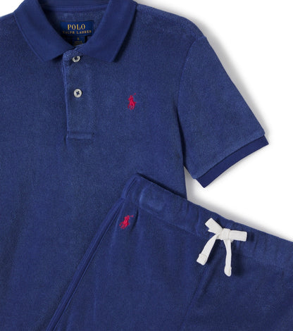 Terry polo shirt and shorts set