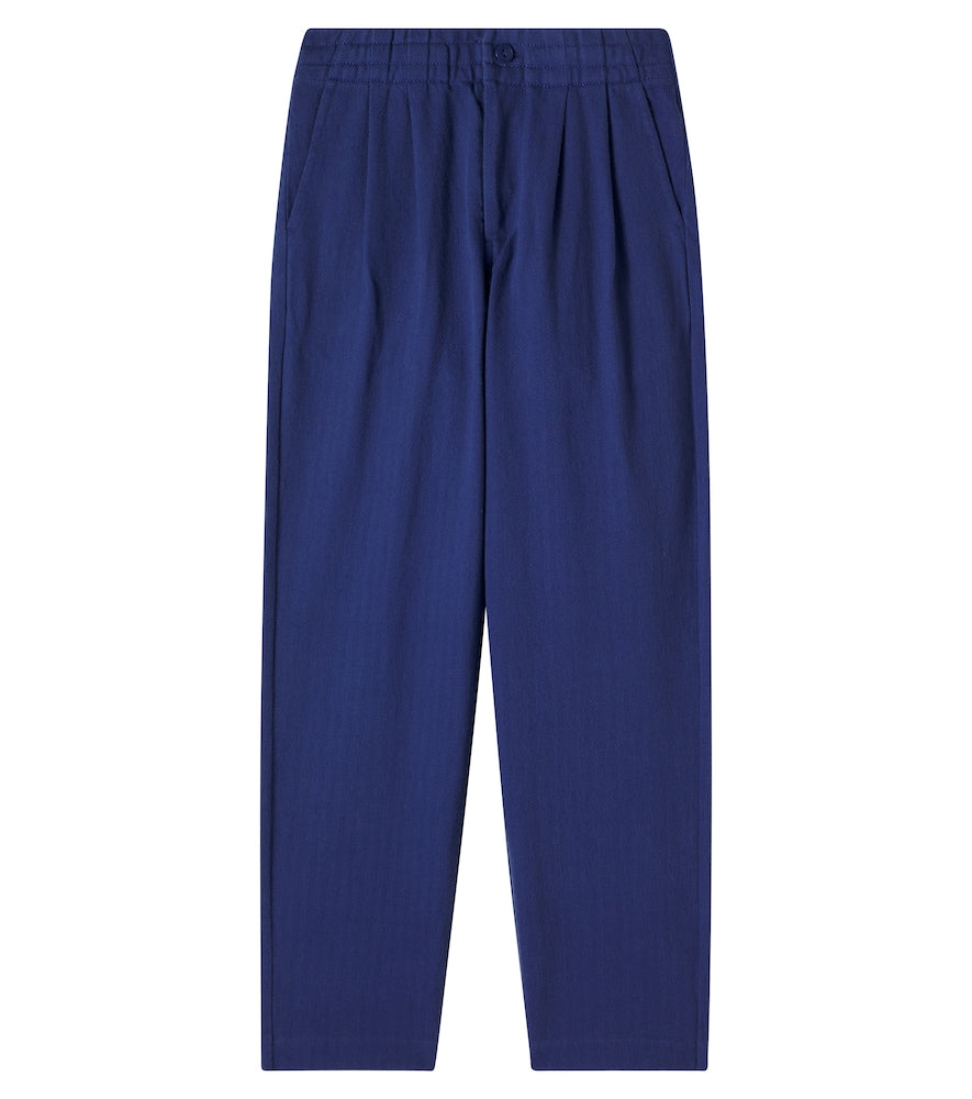 Herringbone cotton straight pants
