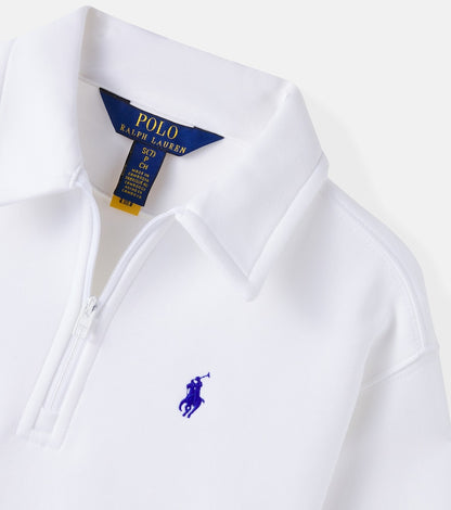 Half-zip cotton-blend polo sweater