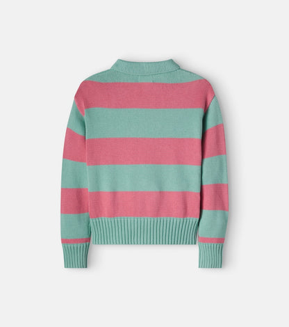 Striped cotton polo sweater