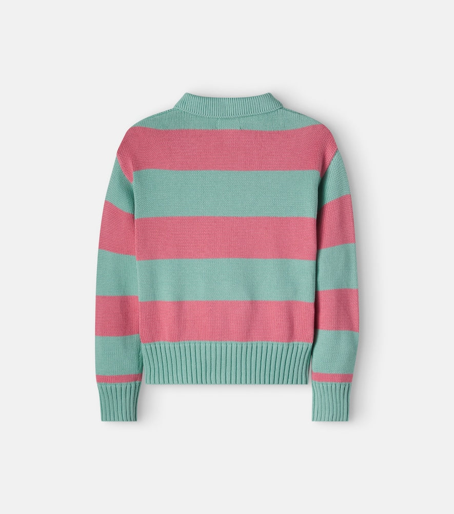 Striped cotton polo sweater