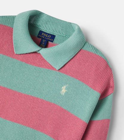 Striped cotton polo sweater