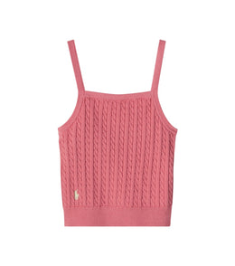 Cable-knit cotton tank top