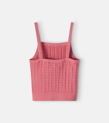 Cable-knit cotton tank top