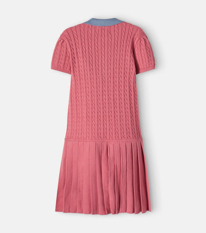 Cable-knit cotton dress