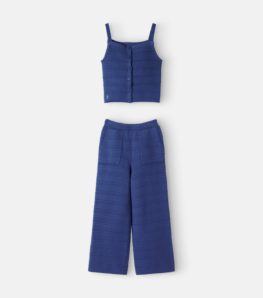 Crochet cotton tank top and pants set