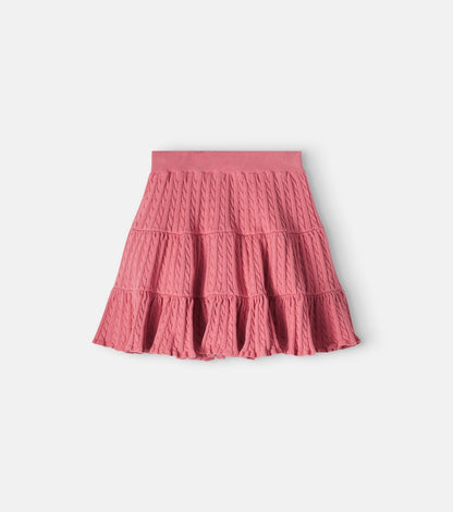 Cable-knit cotton skirt