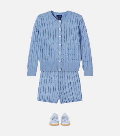 Cable-knit cotton shorts