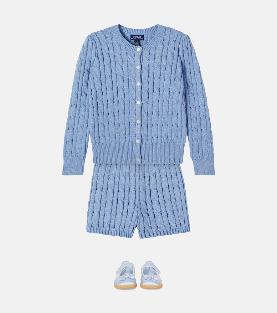 Cable-knit cotton shorts