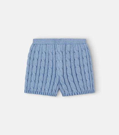 Cable-knit cotton shorts