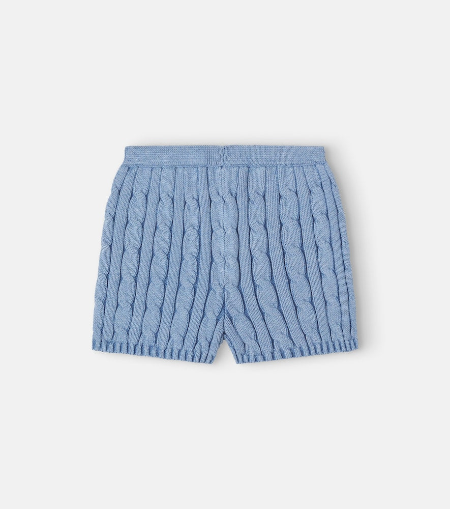 Cable-knit cotton shorts