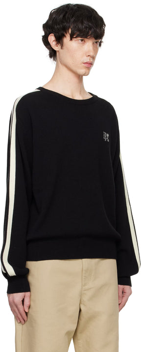 Black Monogram Track Sweater
