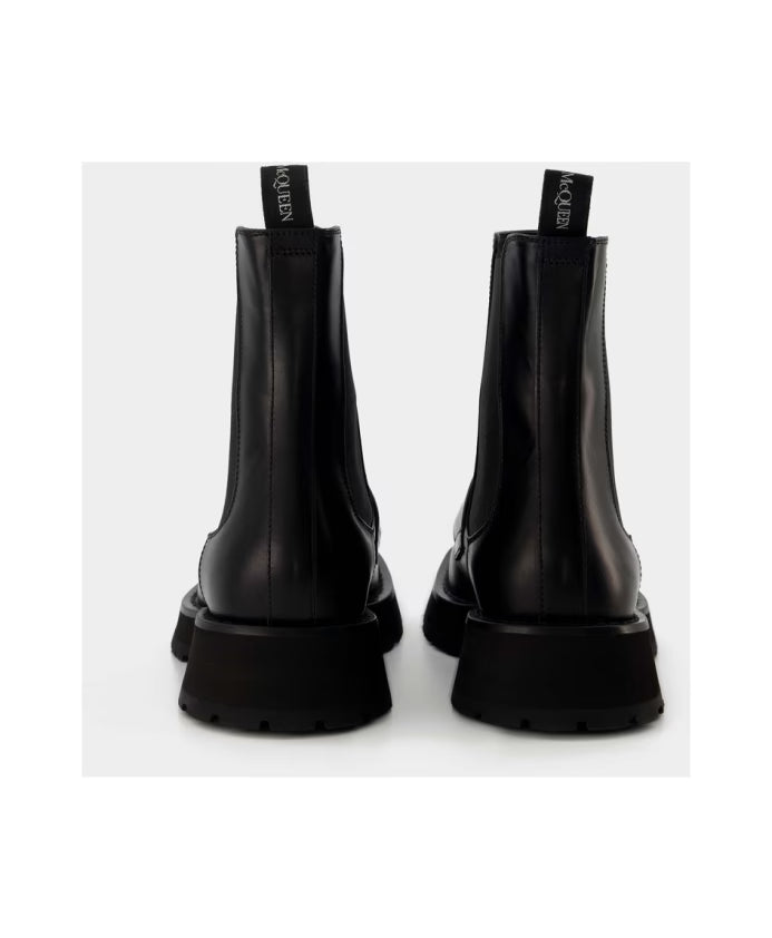 Punk Ankle Boots - Black/White Leather