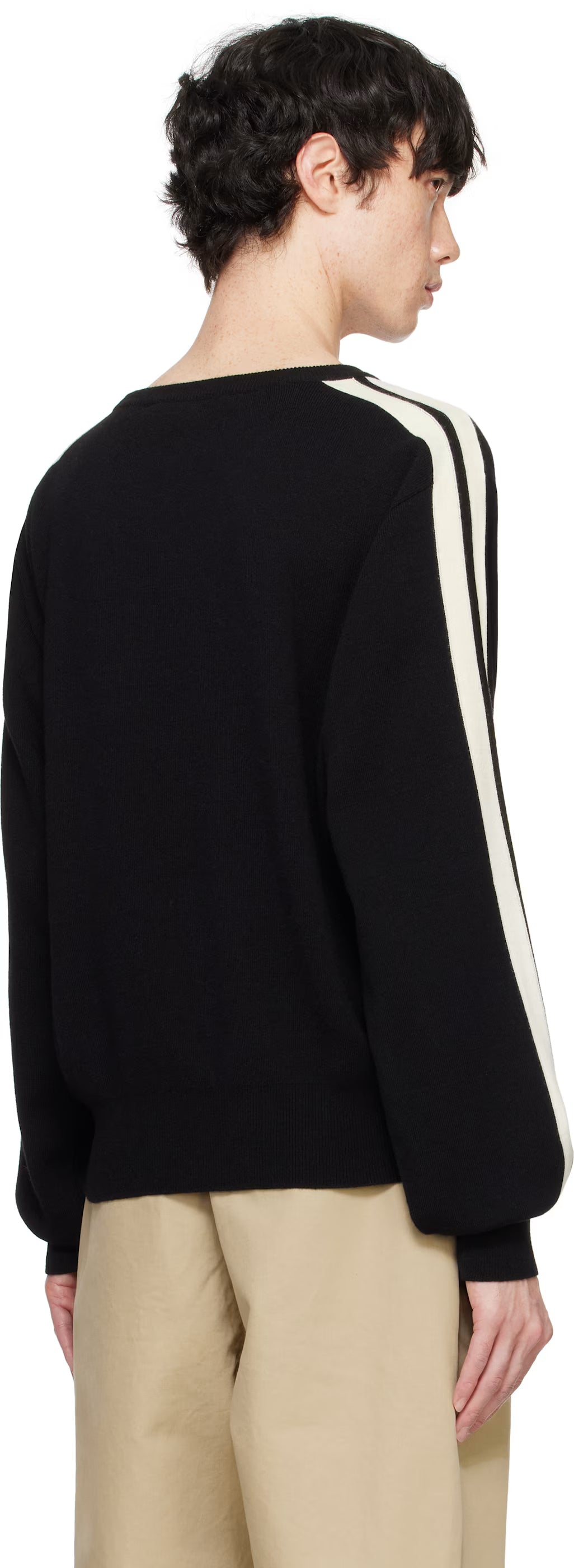 Black Monogram Track Sweater