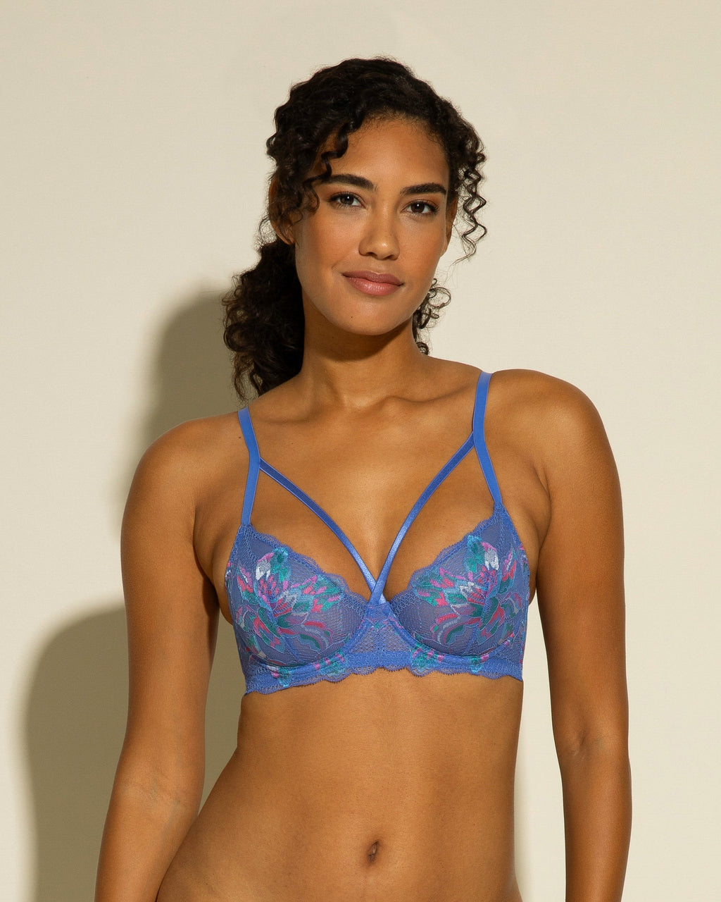 Strappy Underwire Demi Cup Bra