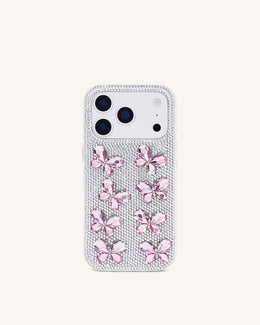 Butterfly Crystal Phone Case - White