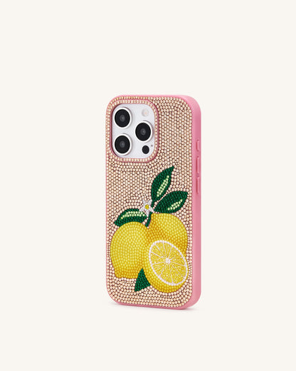 Lemon Artificial Crystal Phone Case - Orange