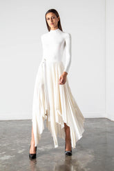 ASYMMETRIC PLEATED WRAP SKIRT