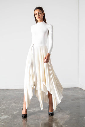 ASYMMETRIC PLEATED WRAP SKIRT