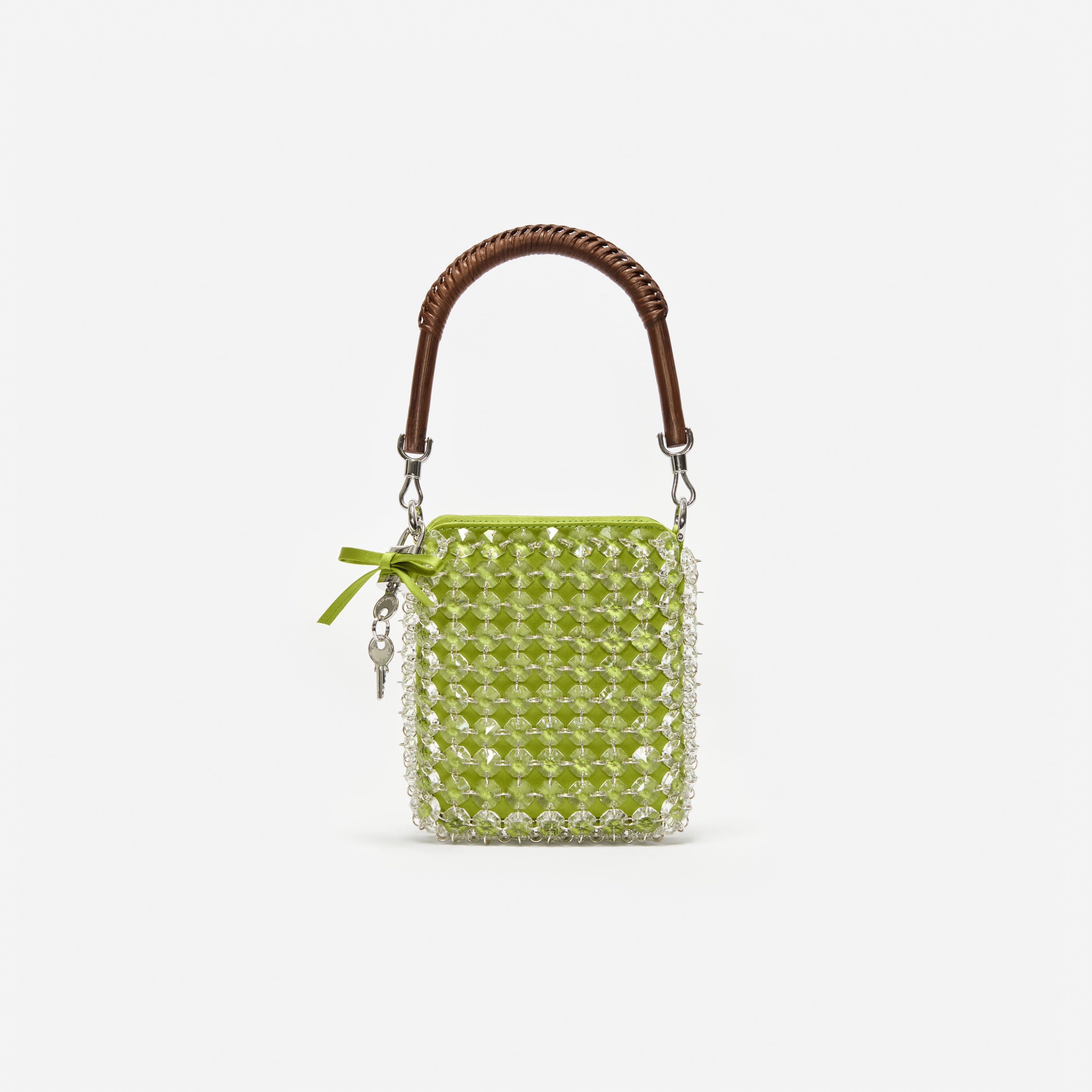 Green Crystal Chain Mini Tote Bag