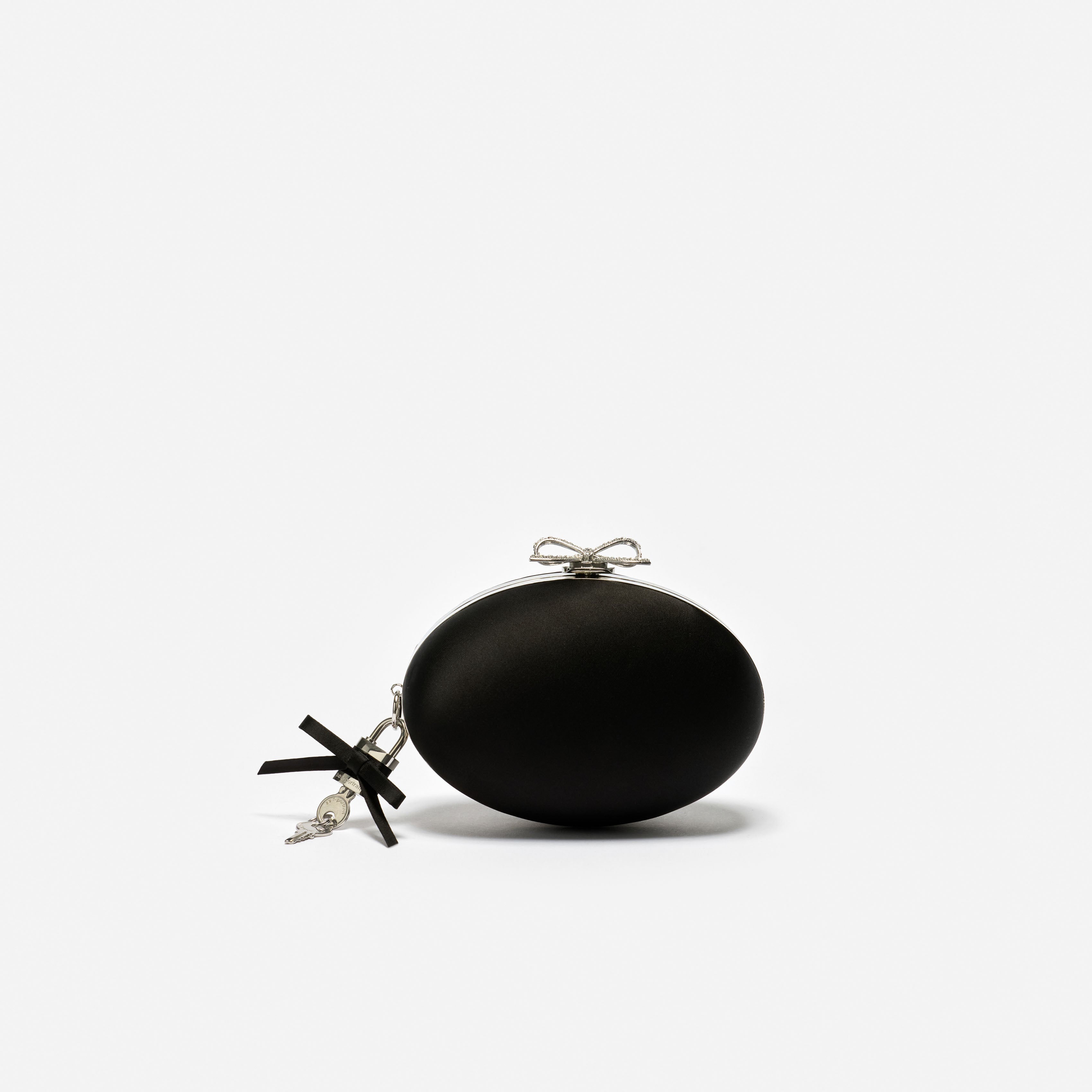 Black Satin Oval Clutch