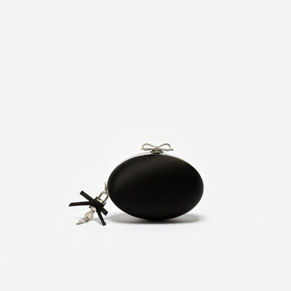 Black Satin Oval Clutch
