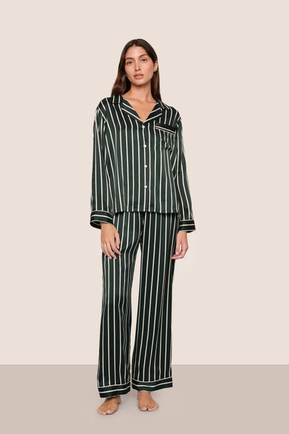 Inez Washable Silk Printed Long PJ Set
