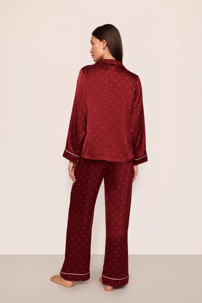 Eberjey x  Lily Aldridge - Inez Washable Silk Printed Long PJ Set