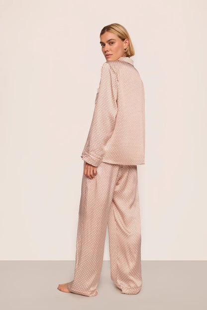 Inez Washable Silk Printed Long PJ Set