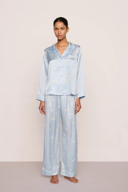 Inez Washable Silk Printed Long PJ Set