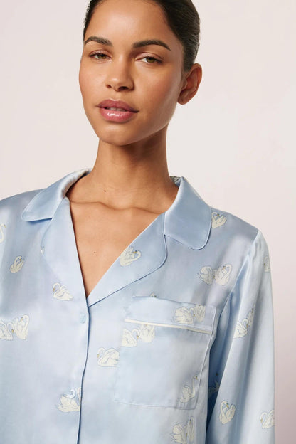 Inez Washable Silk Printed Long PJ Set