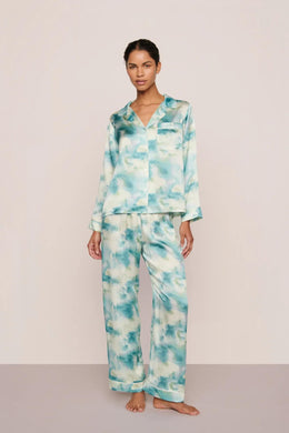Inez Washable Silk Printed Long PJ Set