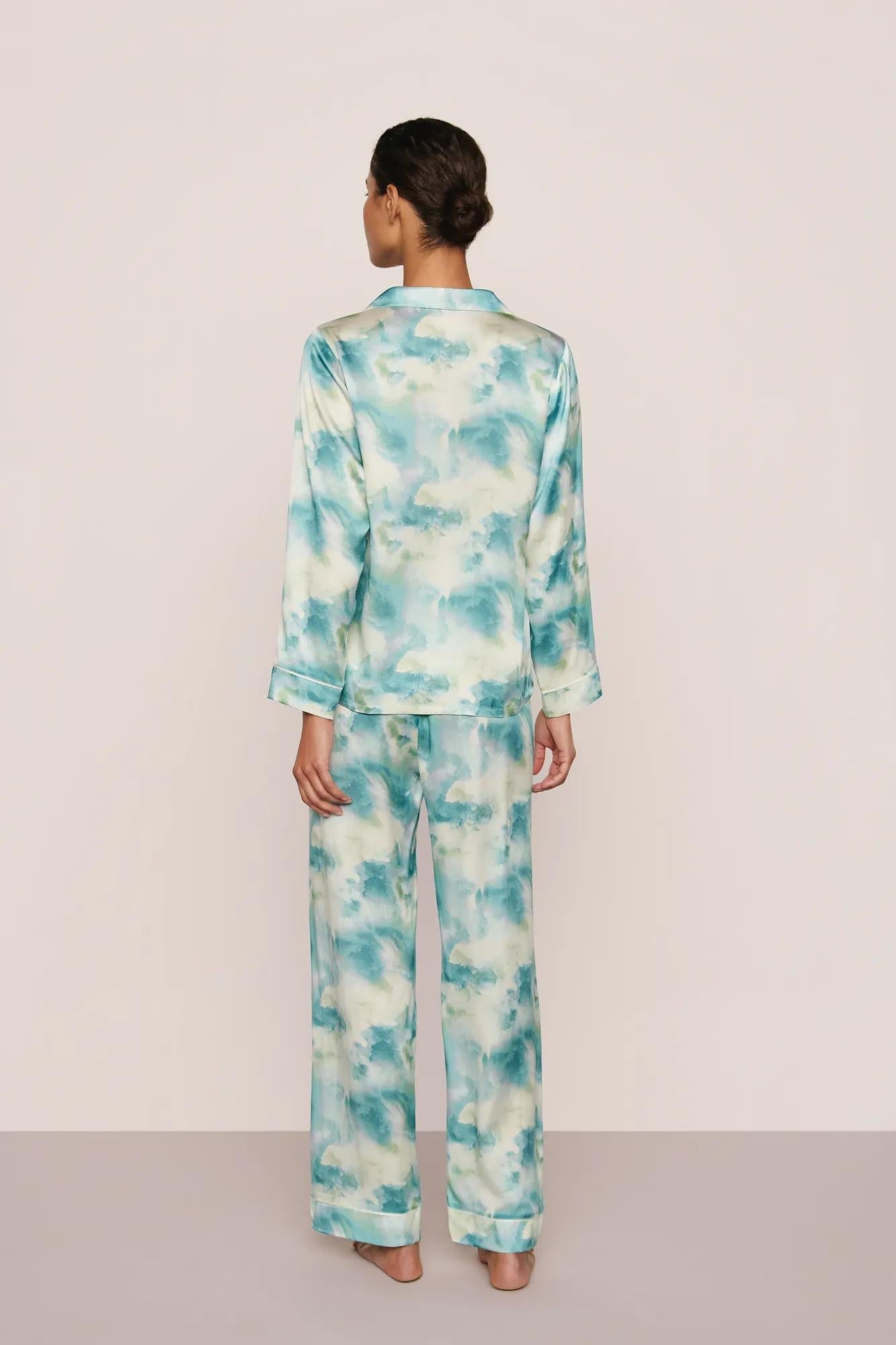 Inez Washable Silk Printed Long PJ Set